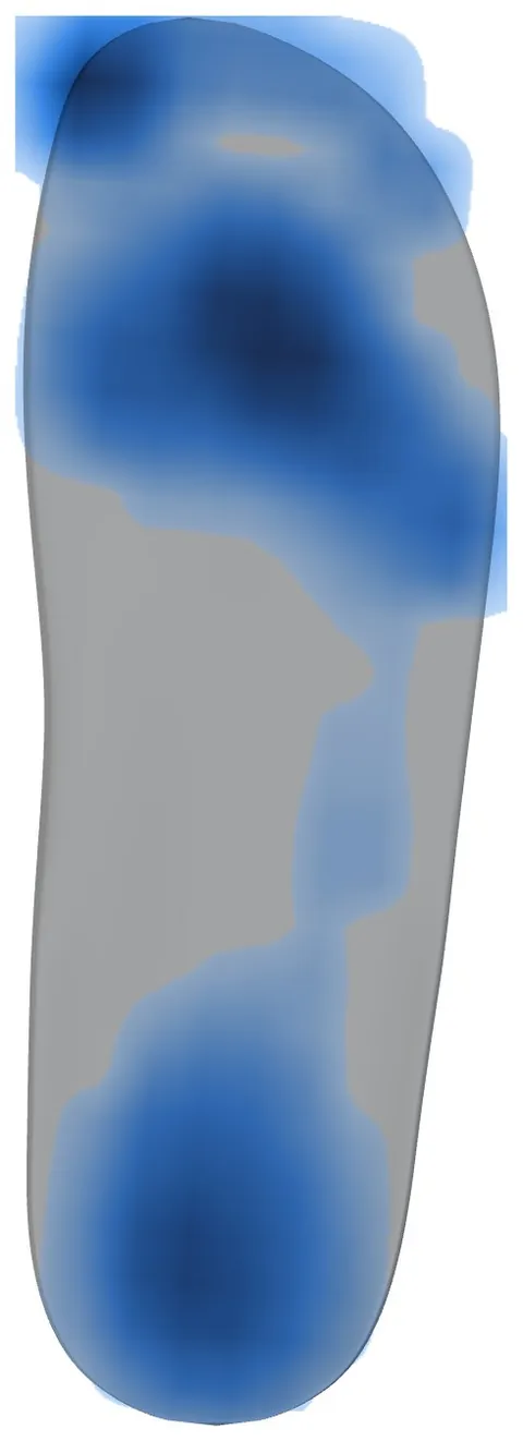 Huella de presiones pintada sobre la plantilla