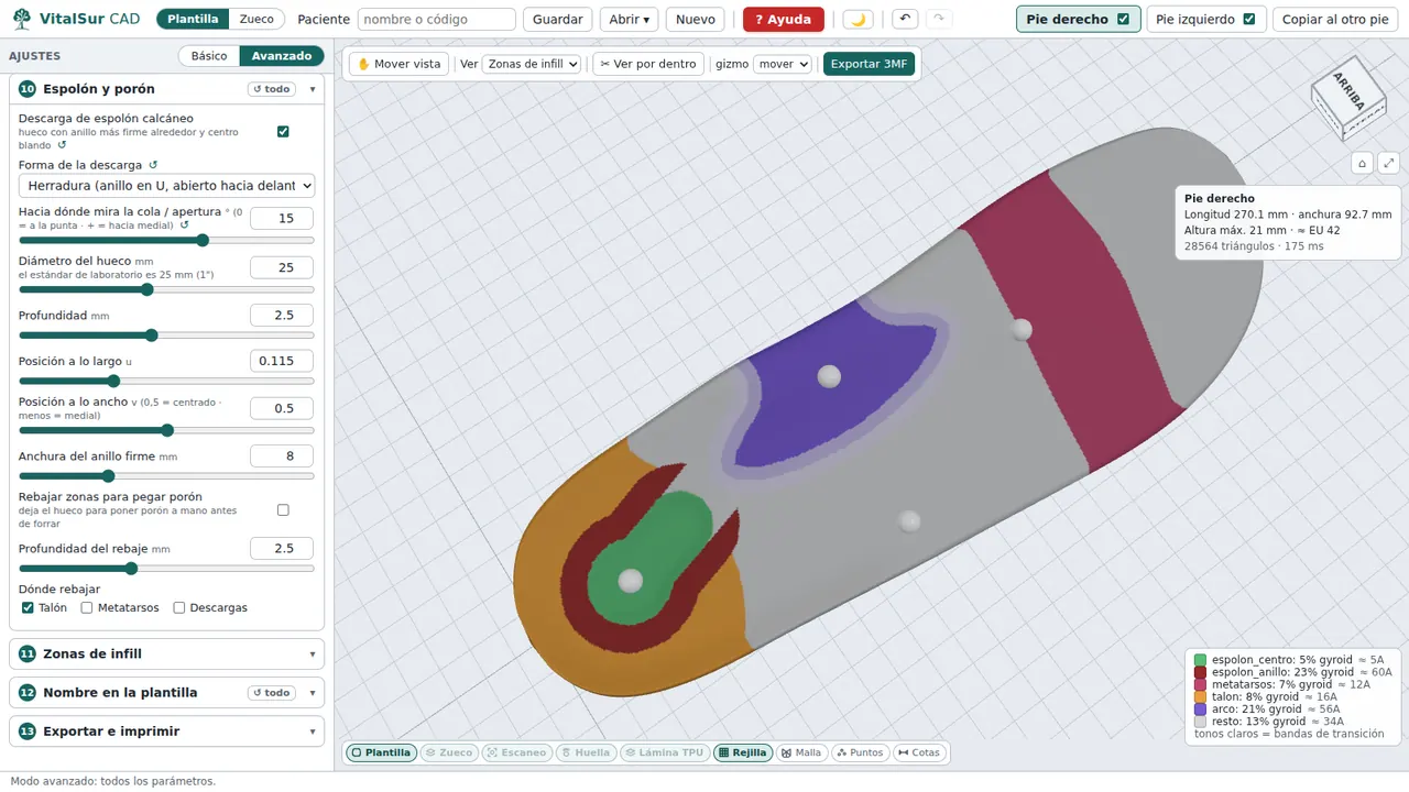 VitalSur CAD: Descarga de espolón en herradura