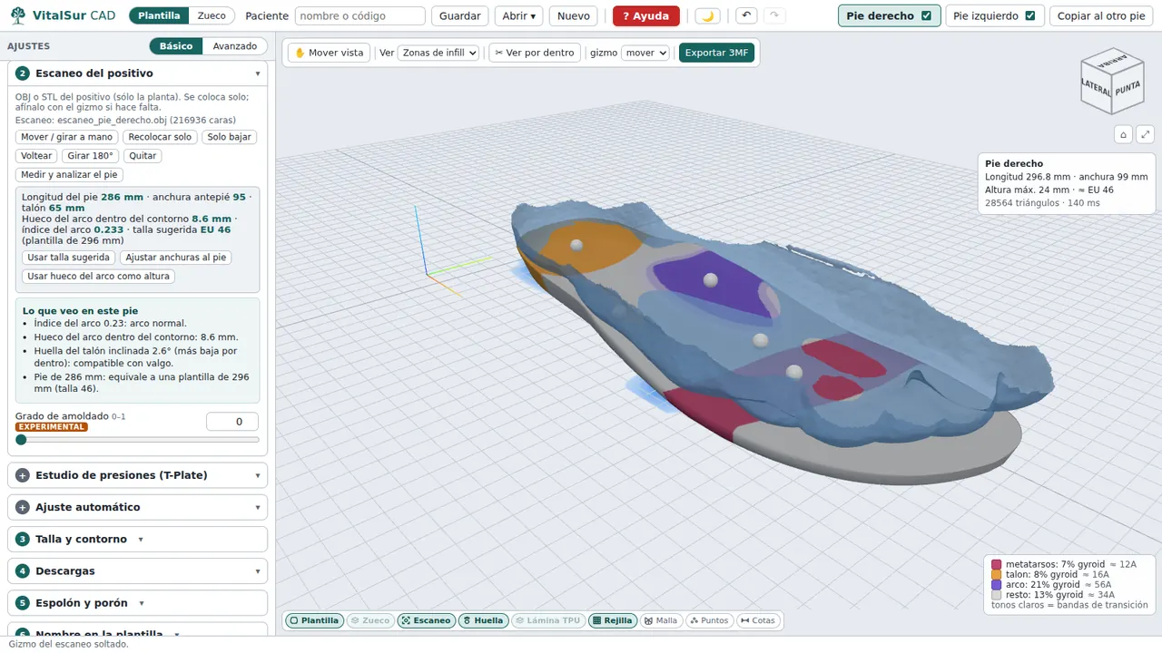 VitalSur CAD: Con el escaneo del pie