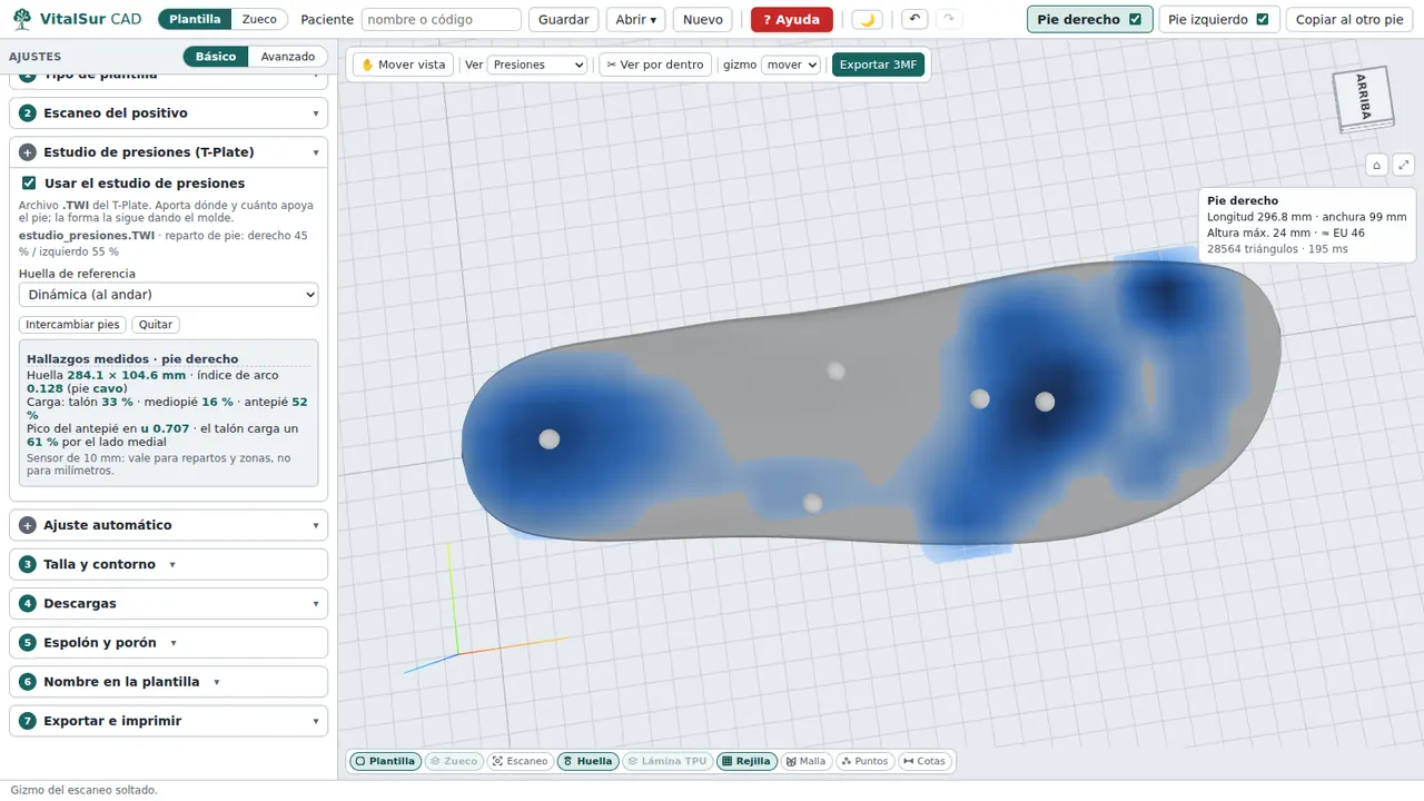 VitalSur CAD: Con el estudio de presiones